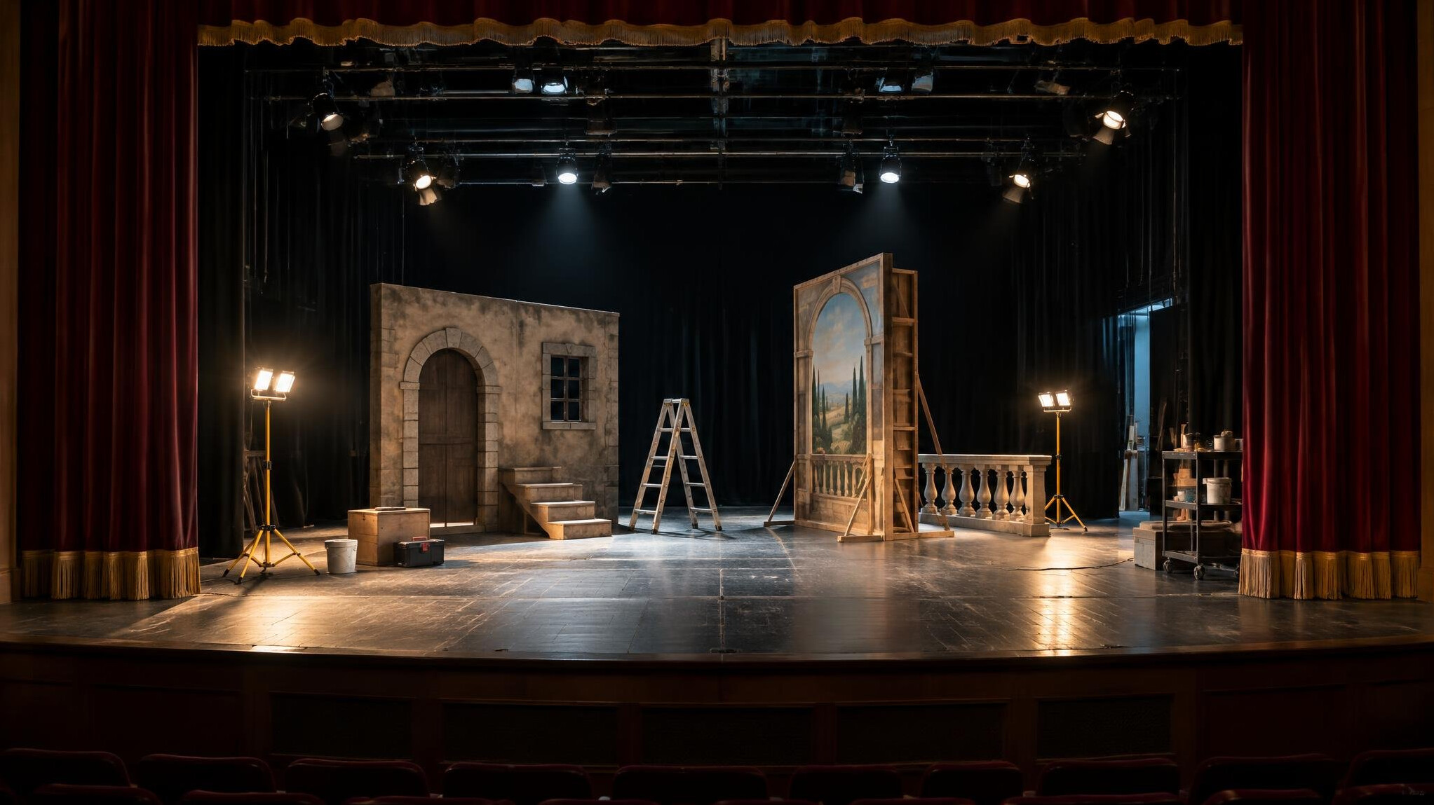 Empty theatre stage with curtains