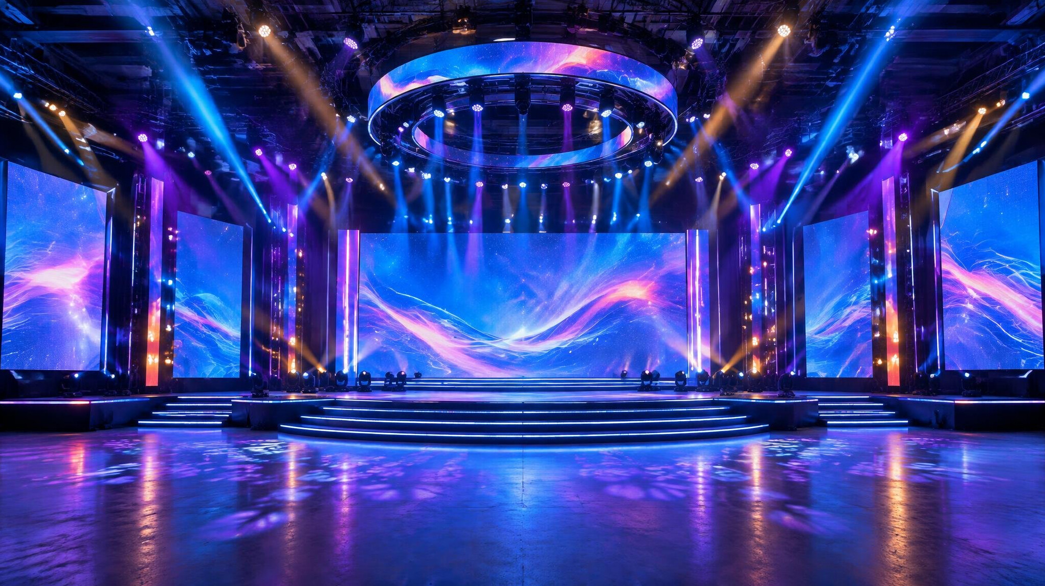 Large entertainment stage with colorful lights
